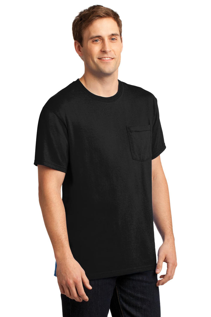 Black Jerzees - Dri-Power 50/50 Cotton/Poly Pocket T-Shirt. 29MP