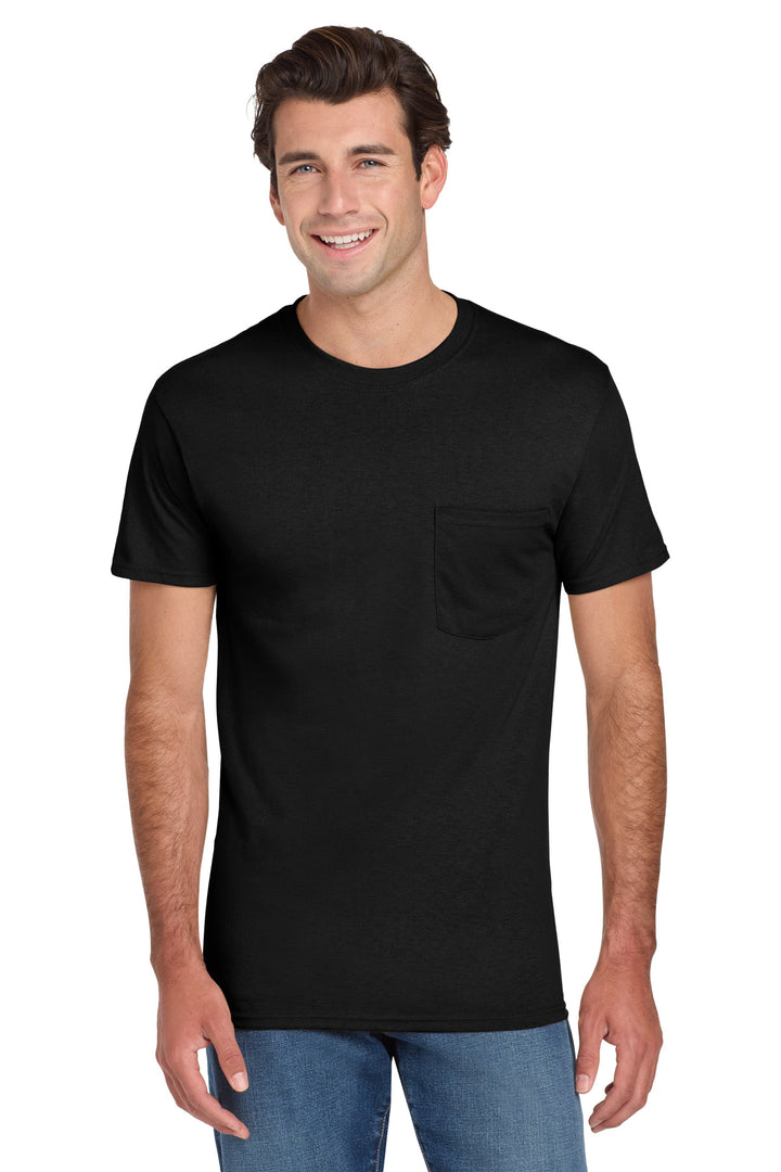 Black Jerzees - Dri-Power 50/50 Cotton/Poly Pocket T-Shirt. 29MP