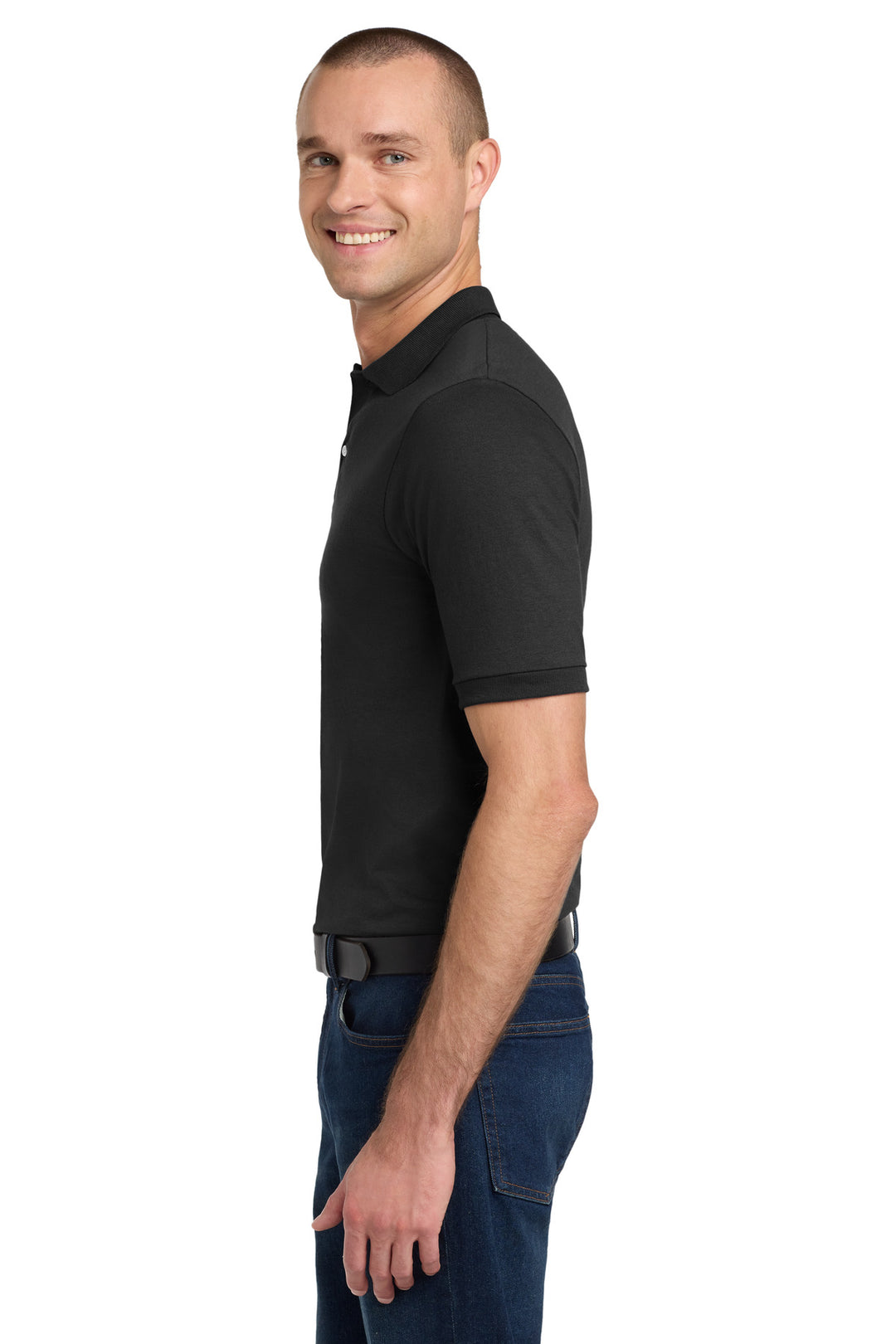 Black Jerzees Dri-Power Sport Shirt. 437M