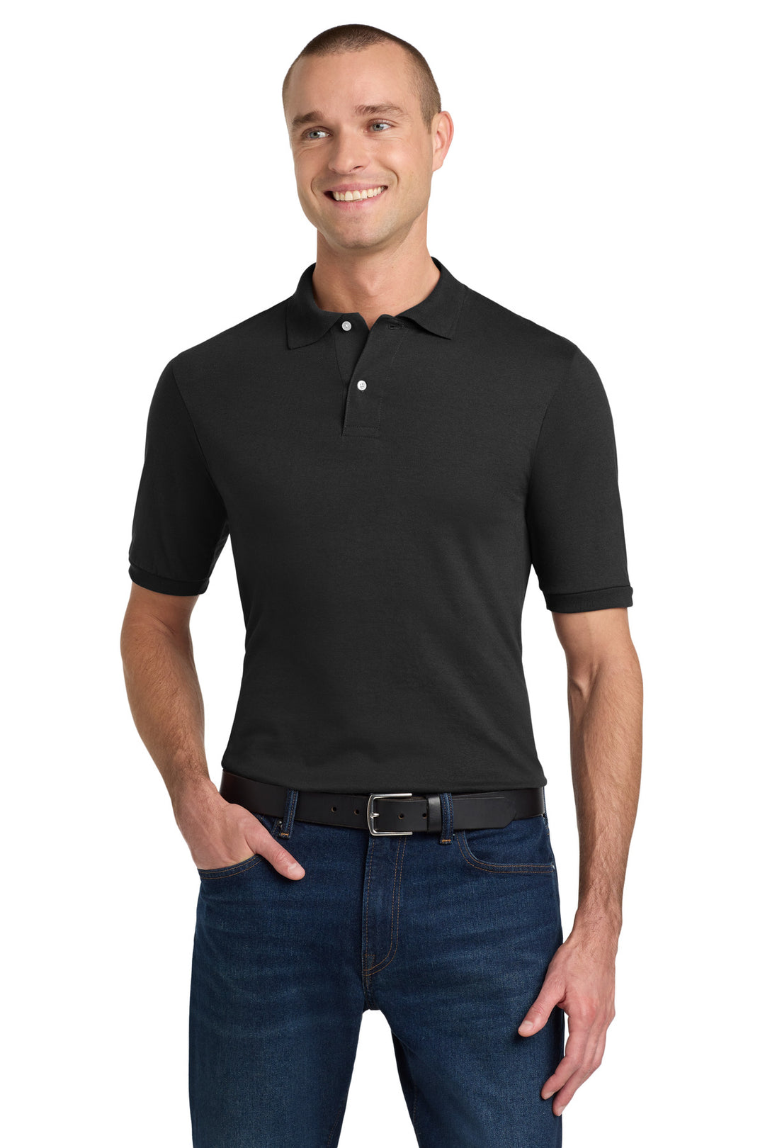 Black Jerzees Dri-Power Sport Shirt. 437M