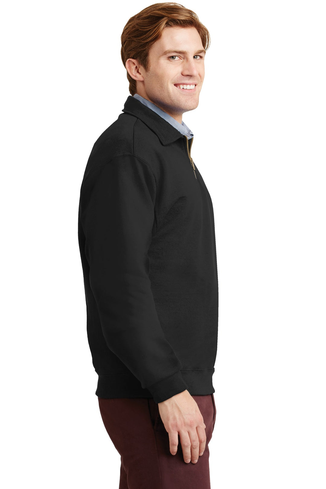 Black Jerzees Super Sweats NuBlend - 1/4-Zip Sweatshirt with Cadet Collar. 4528M