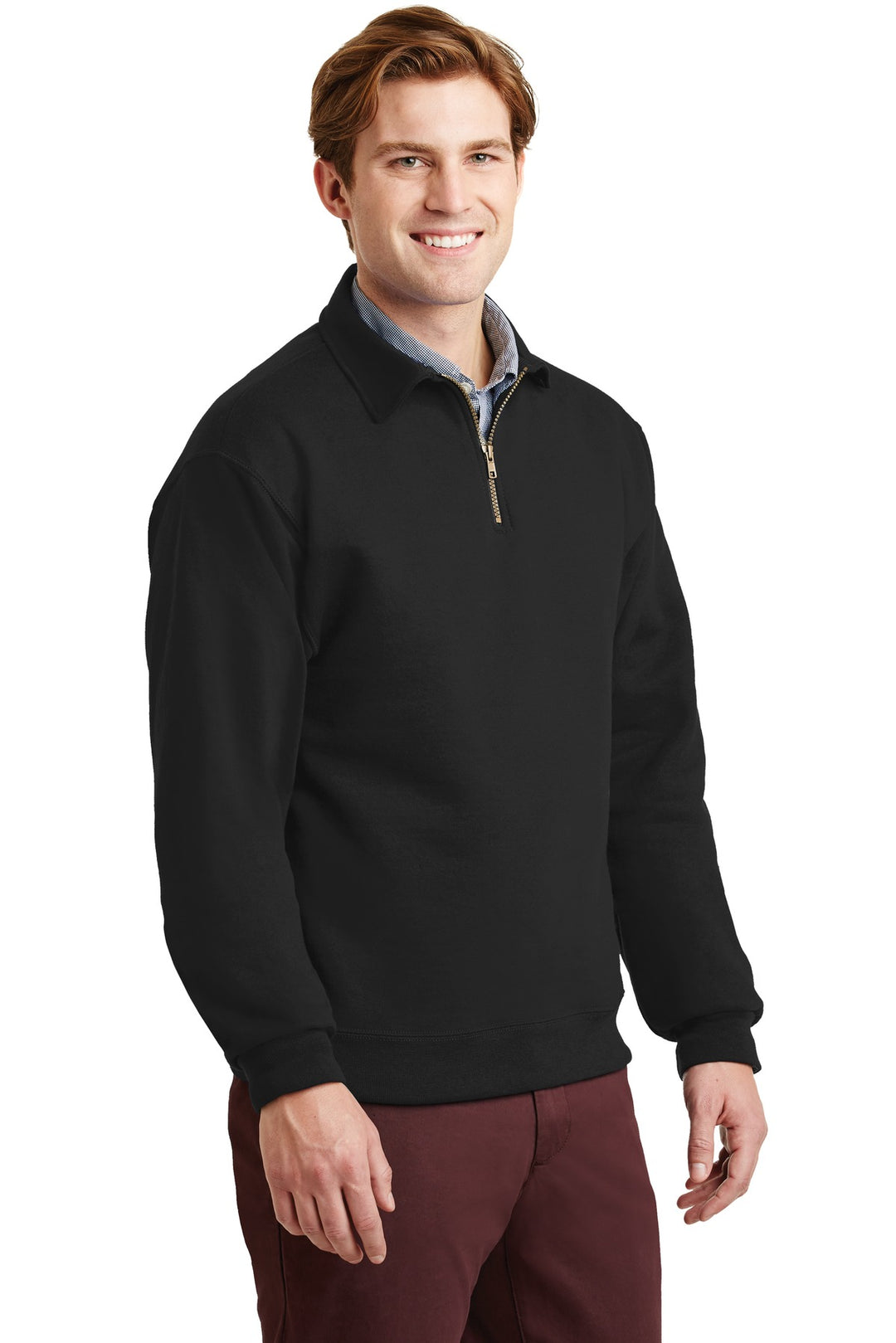 Black Jerzees Super Sweats NuBlend - 1/4-Zip Sweatshirt with Cadet Collar. 4528M