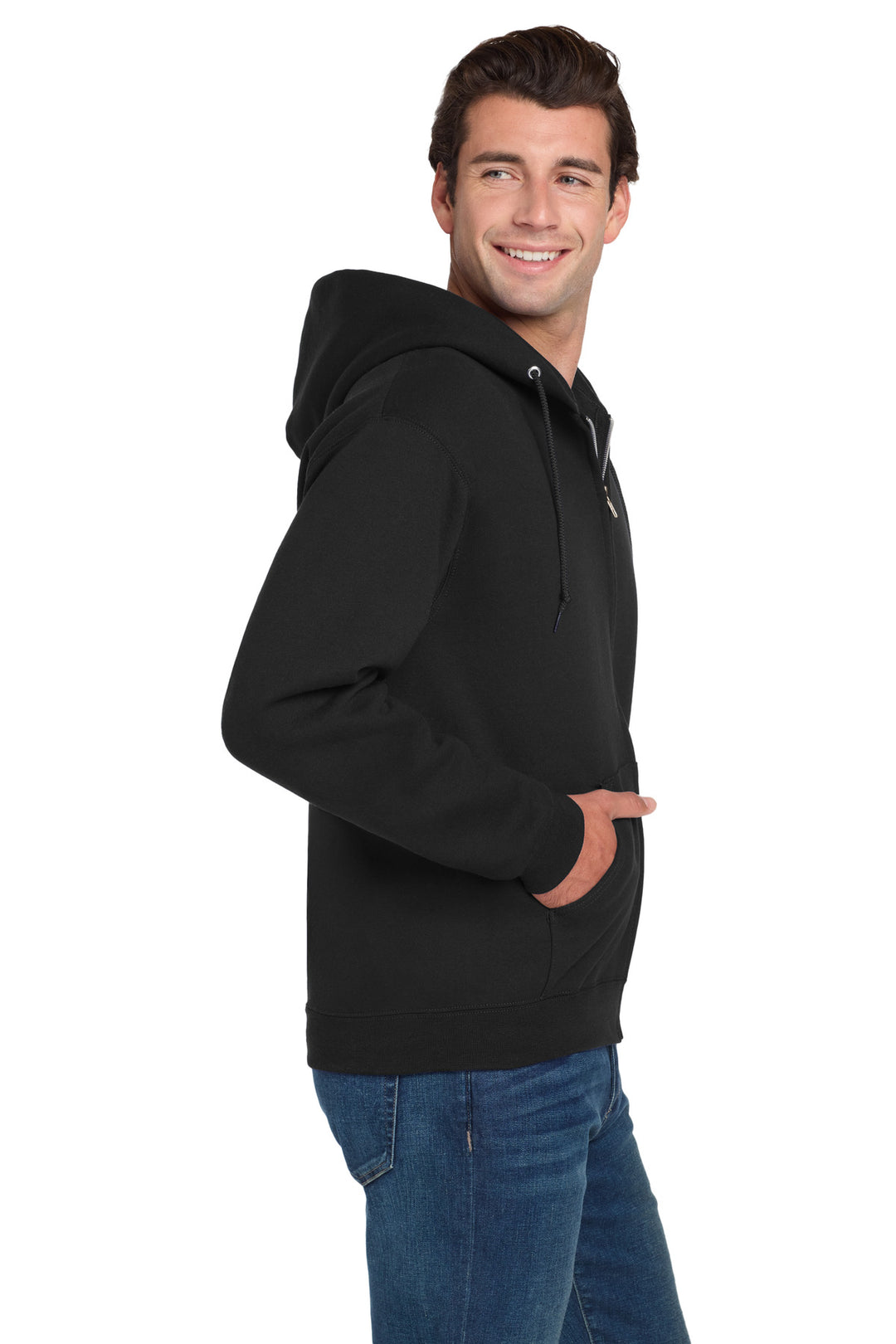 Black Jerzees Super Sweats NuBlend - Full-Zip Hooded Sweatshirt. 4999M
