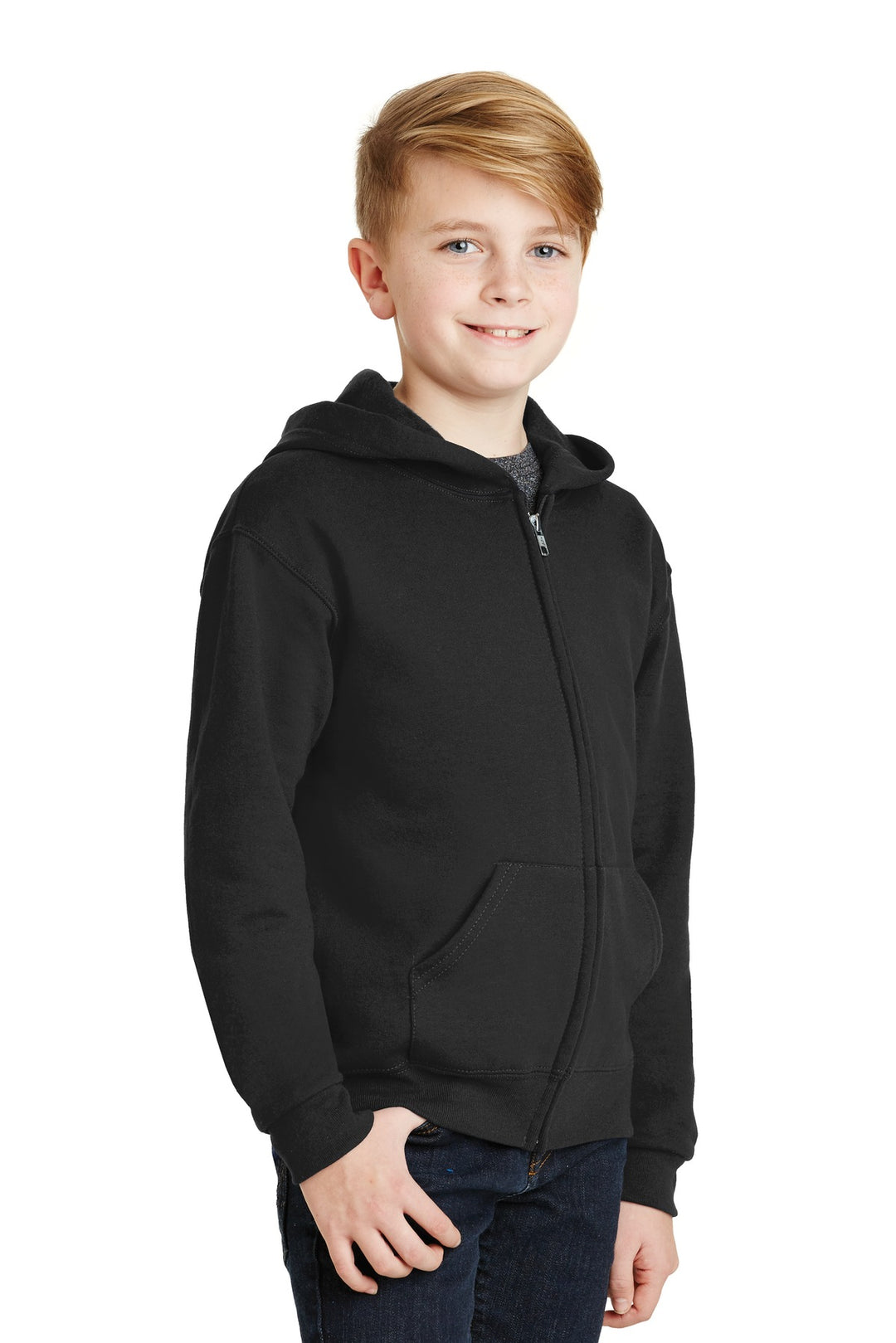 Black Jerzees - Youth NuBlend Full-Zip Hooded Sweatshirt. 993B