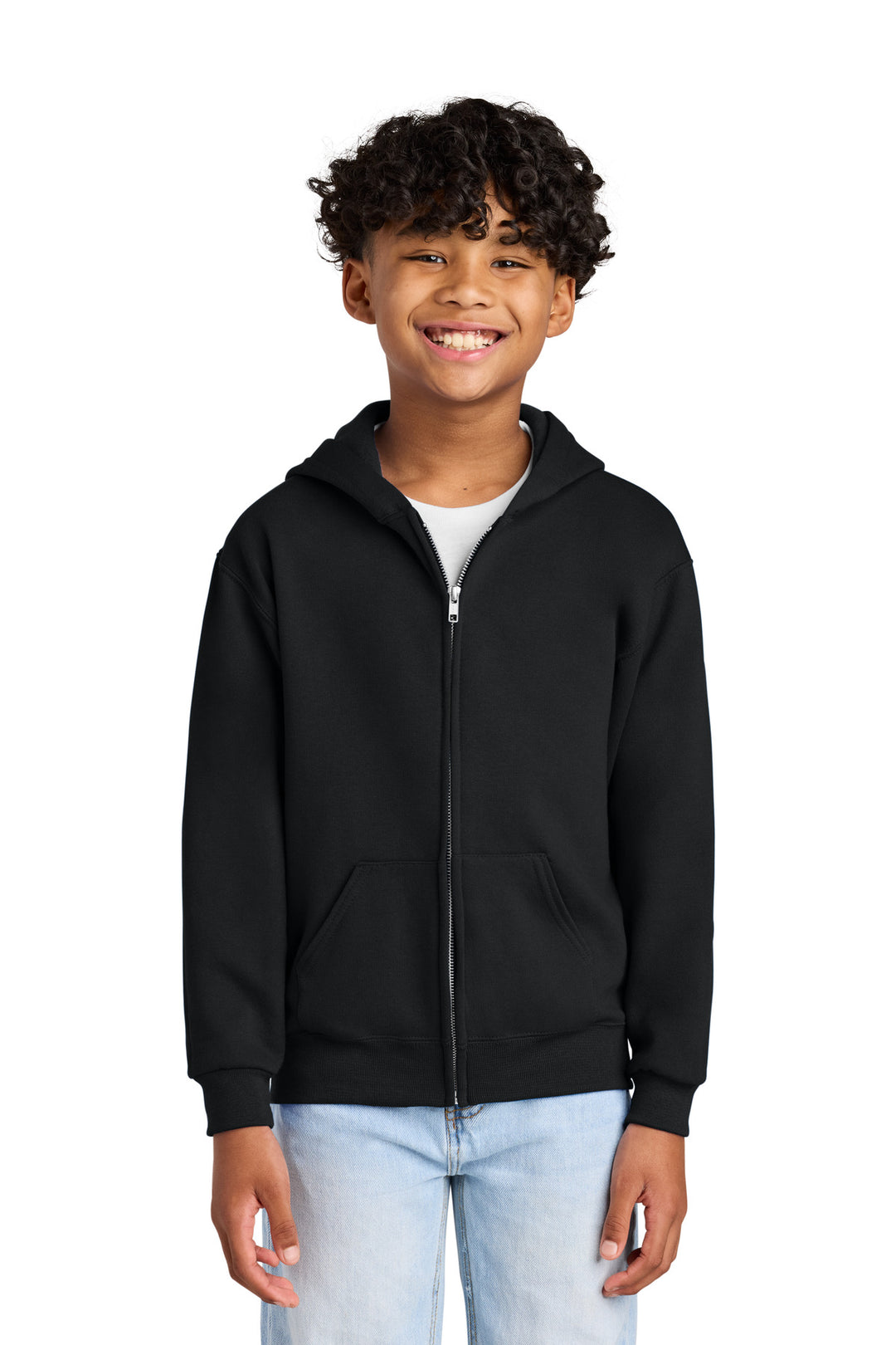 Black Jerzees - Youth NuBlend Full-Zip Hooded Sweatshirt. 993B