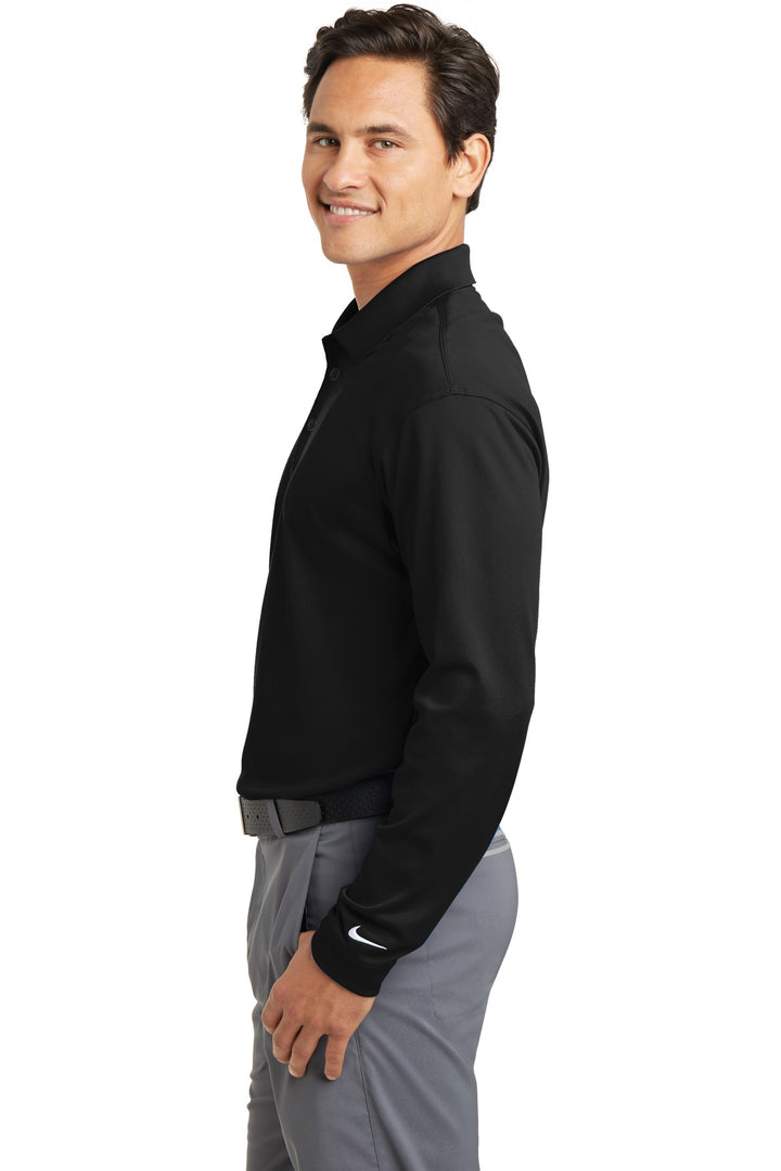 Black Nike Tall Long Sleeve Dri-FIT Stretch Tech Polo. 604940