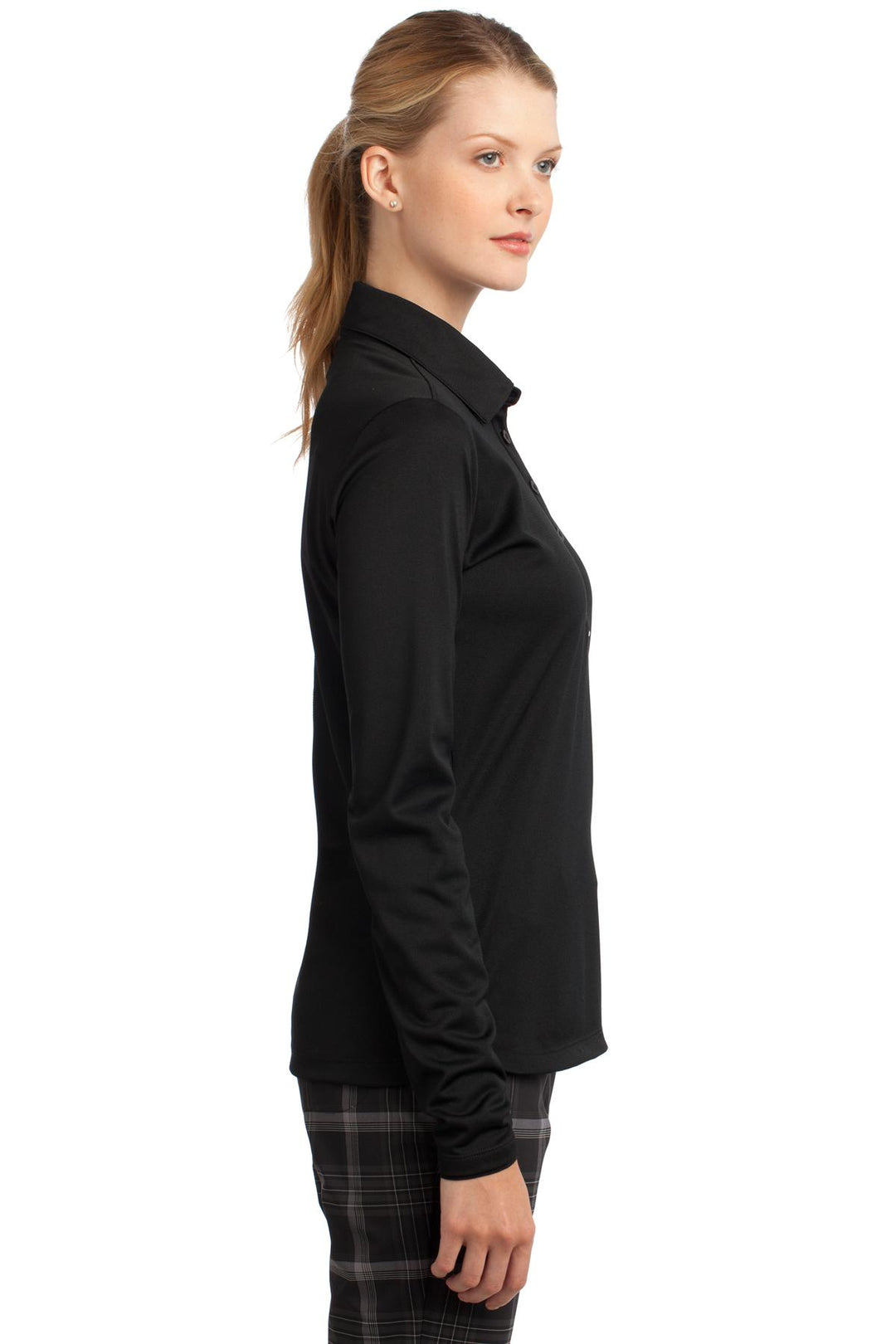 Black Nike Women's Long Sleeve Dri-FIT Stretch Tech Polo. 545322