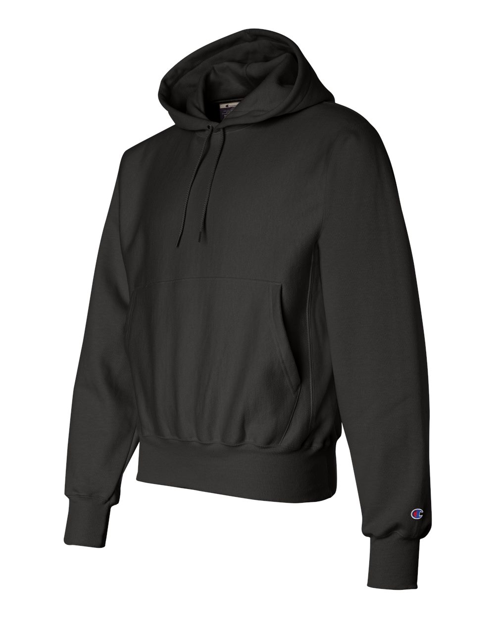Black Reverse Weave® Hooded Sweatshirt - S101