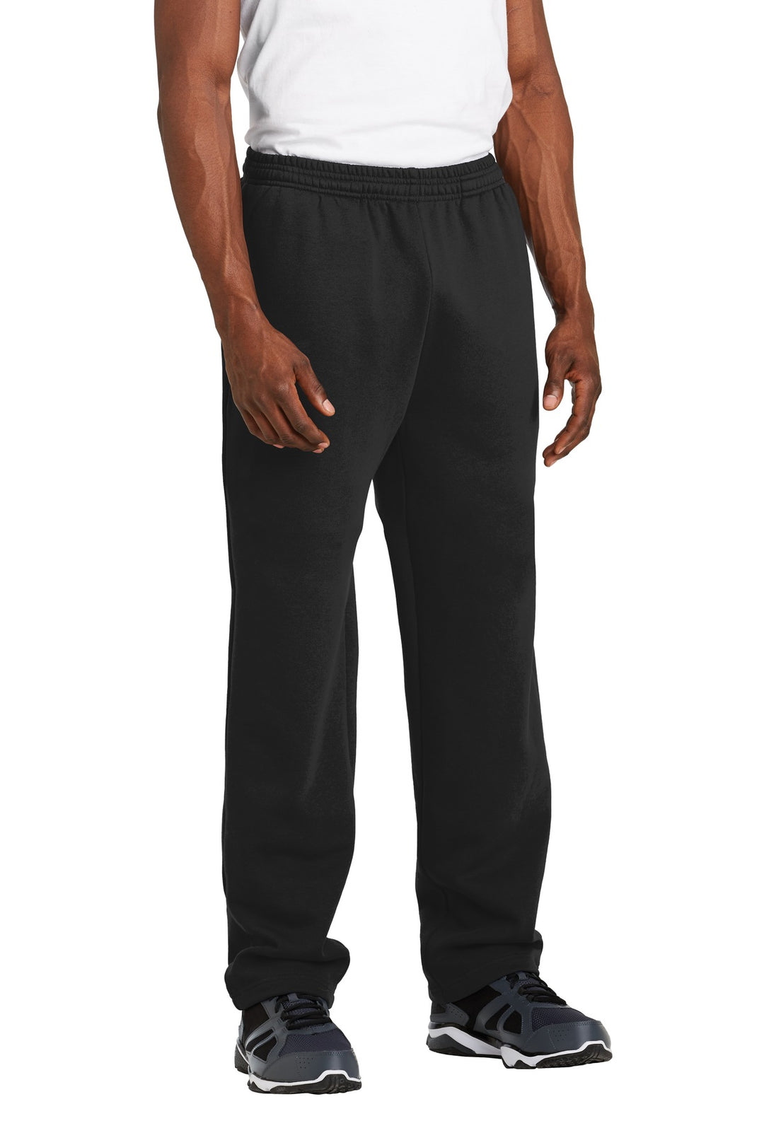 Black Sport-Tek Open Bottom Sweatpant. ST257