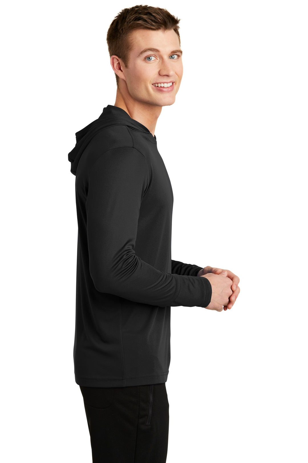 Black Sport-Tek PosiCharge Competitor Hooded Pullover. ST358
