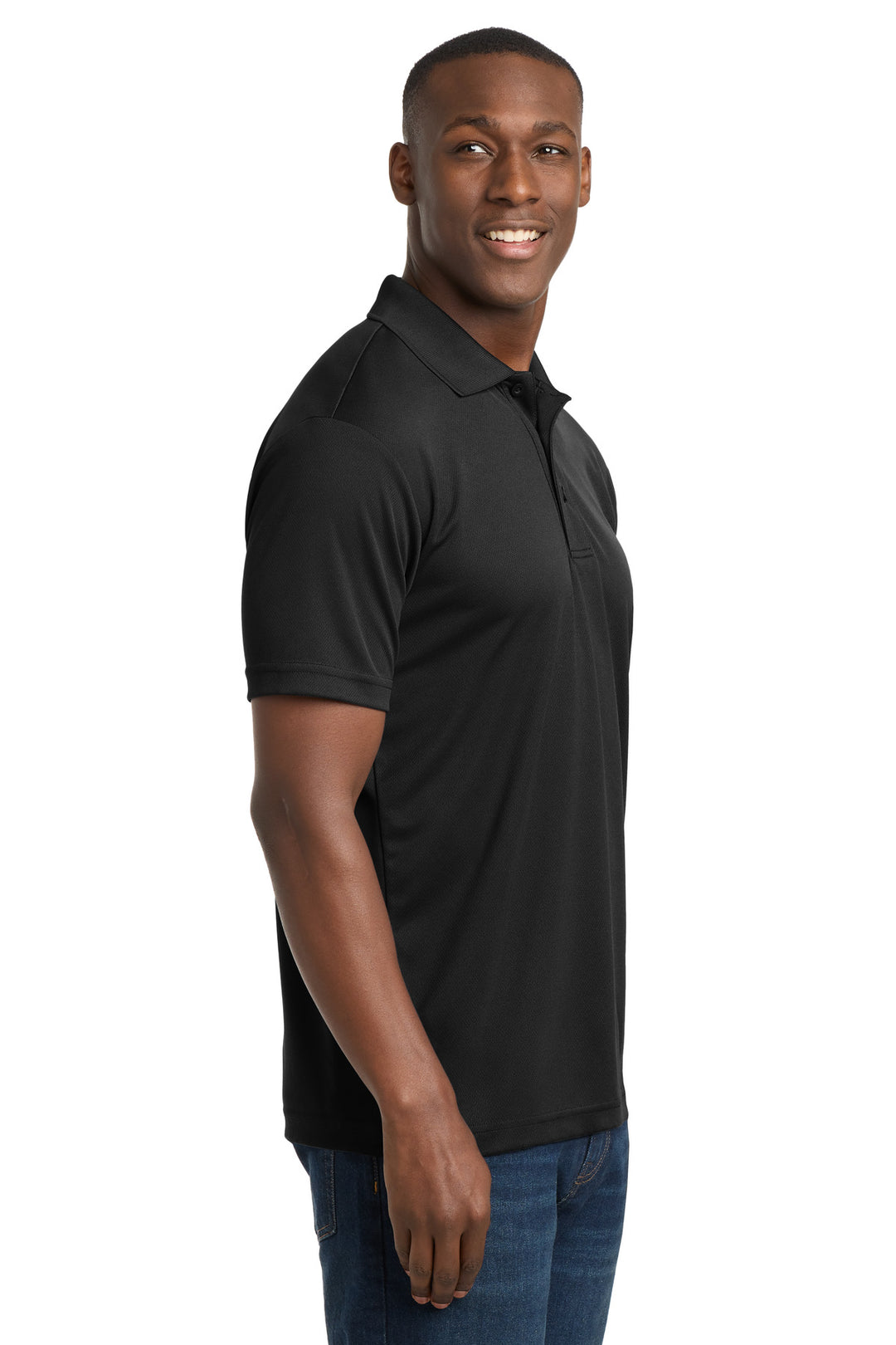 Black Sport-Tek PosiCharge RacerMesh Polo. ST640