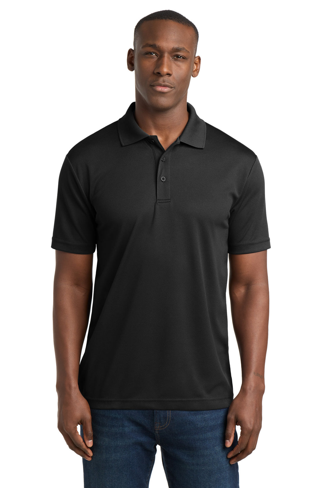 Black Sport-Tek PosiCharge RacerMesh Polo. ST640