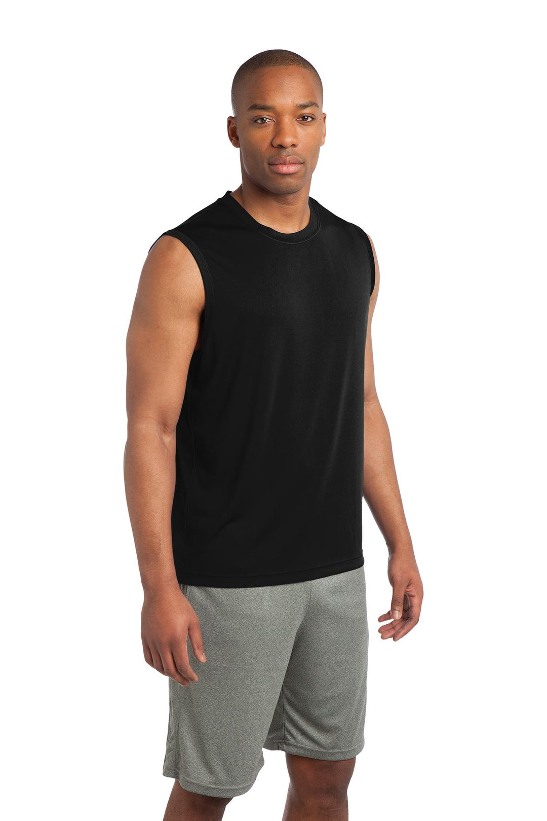 Black Sport-Tek Sleeveless PosiCharge Competitor Tee. ST352