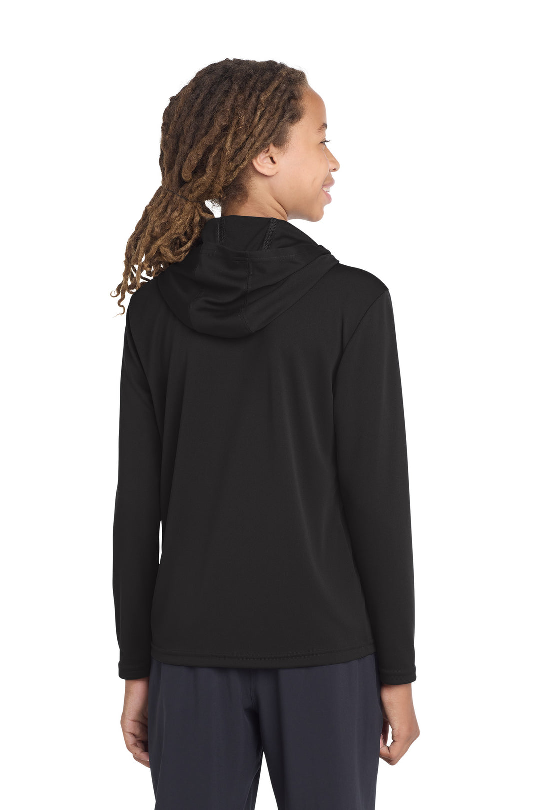 Black Sport-Tek Youth PosiCharge Competitor Hooded Pullover. YST358