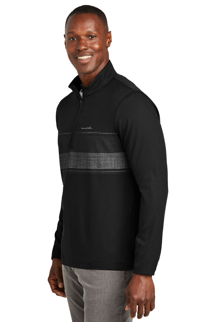 Black TravisMathew Balboa Chest Stripe 1/4-Zip TM1MZ340