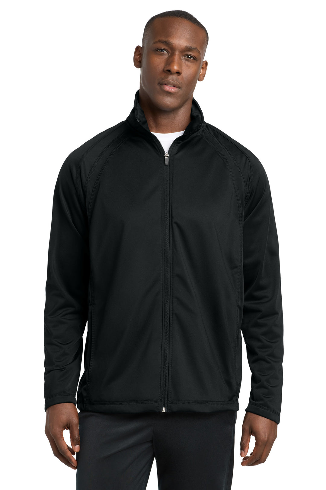 Black/Black Sport-Tek Tricot Track Jacket. JST90