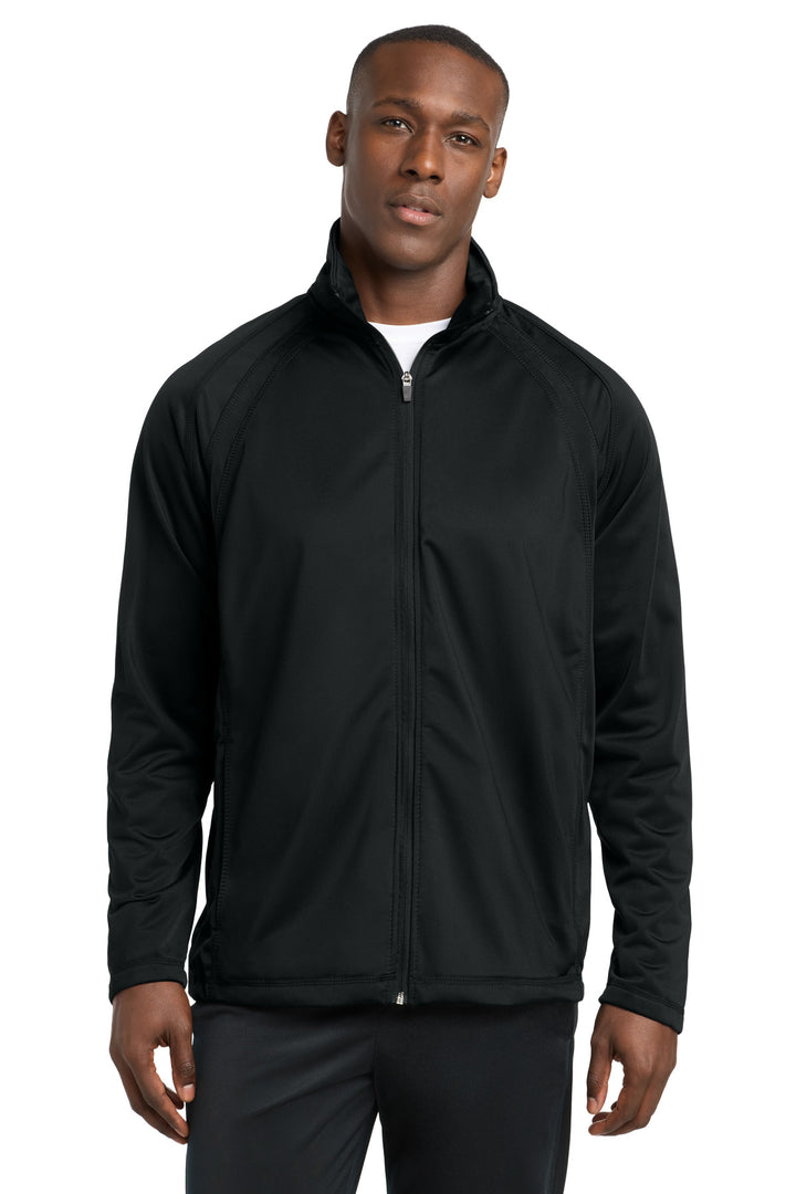 Black/Black Sport-Tek Tricot Track Jacket. JST90