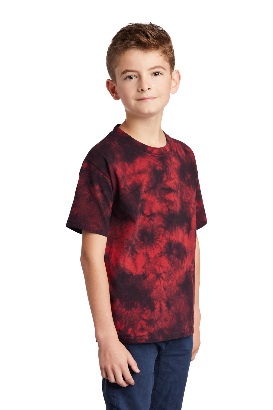 Black/Red Port & Company Youth Crystal Tie-Dye Tee PC145Y