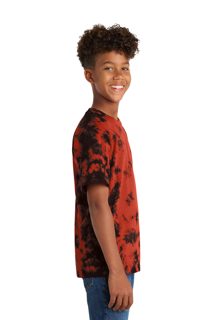 Black/Red Port & Company Youth Crystal Tie-Dye Tee PC145Y