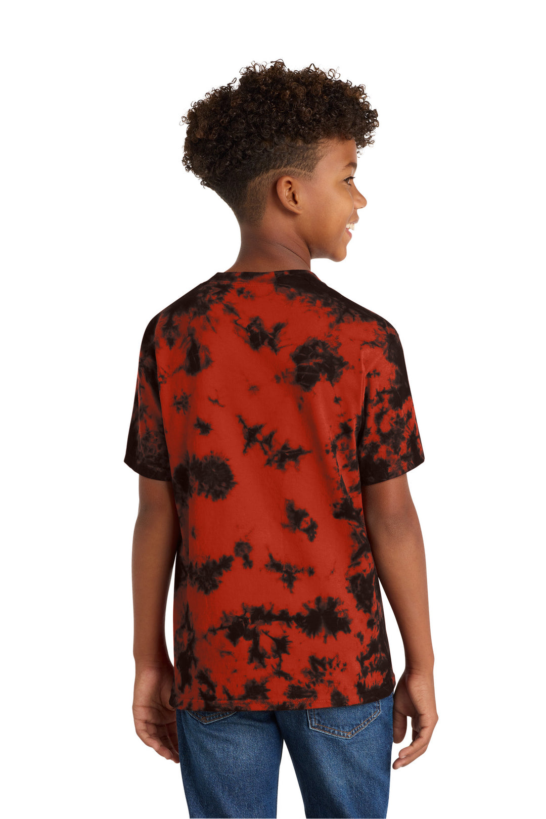 Black/Red Port & Company Youth Crystal Tie-Dye Tee PC145Y