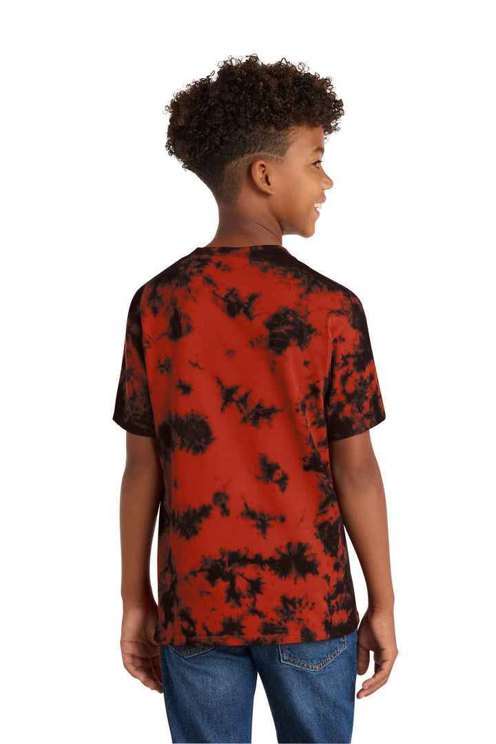 Black/Red Port & Company Youth Crystal Tie-Dye Tee PC145Y
