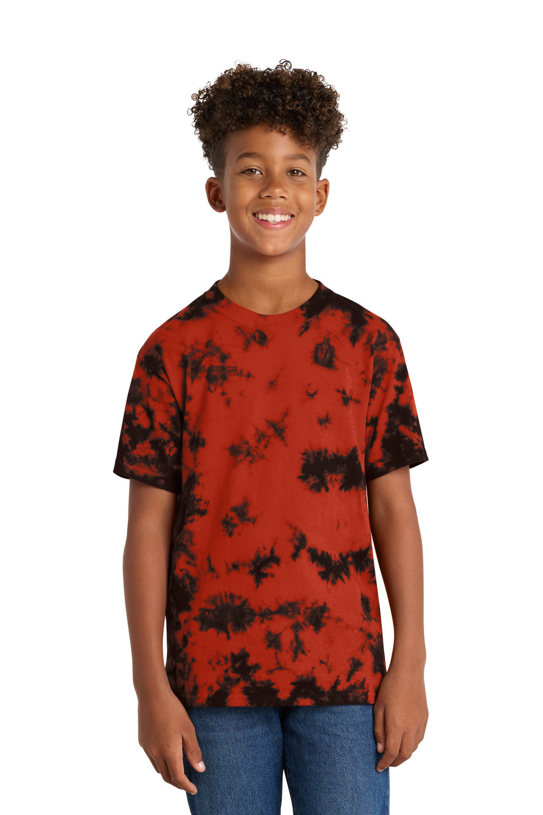 Black/Red Port & Company Youth Crystal Tie-Dye Tee PC145Y