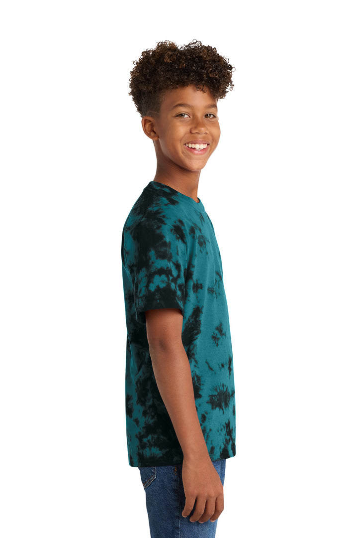Black/Teal Port & Company Youth Crystal Tie-Dye Tee PC145Y