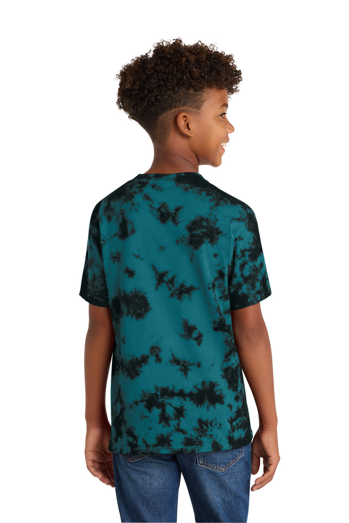 Black/Teal Port & Company Youth Crystal Tie-Dye Tee PC145Y