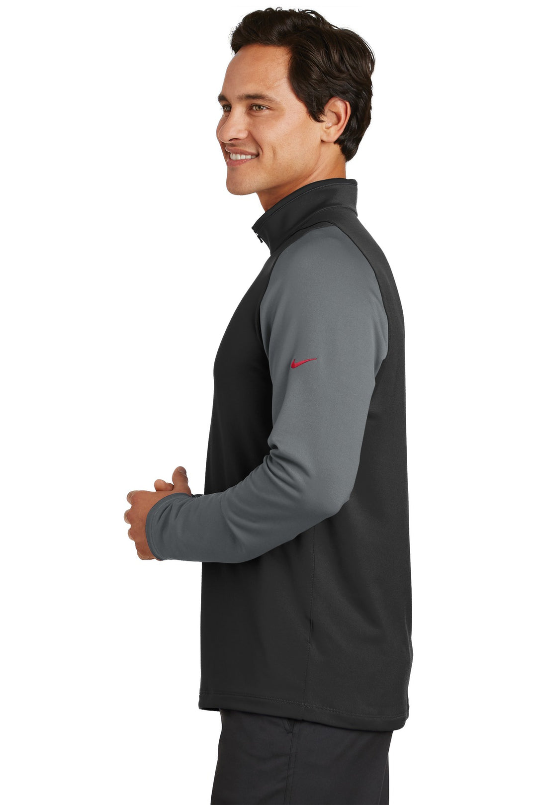 Blk/DkGy/GymRd Nike Dri-FIT Stretch 1/2-Zip Cover-Up. 779795