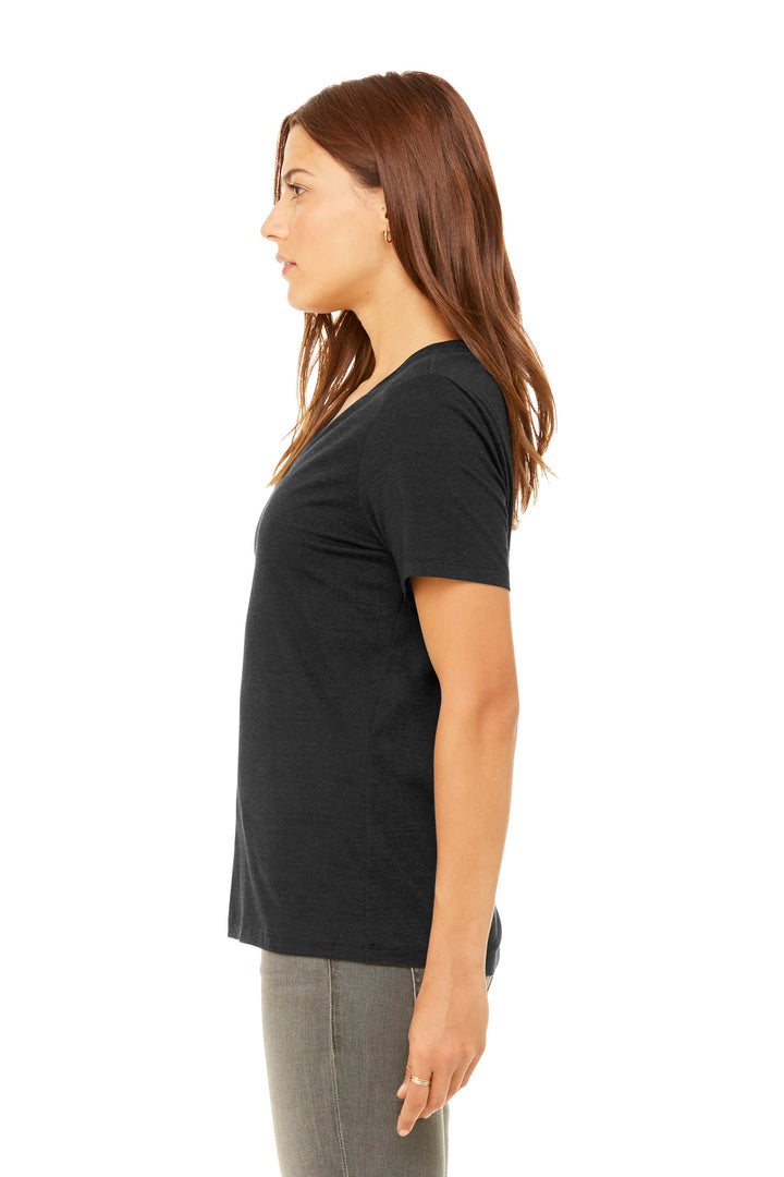 BlkHthr BELLA+CANVAS Women's Relaxed Heather CVC V-Neck Tee BC6405CVC