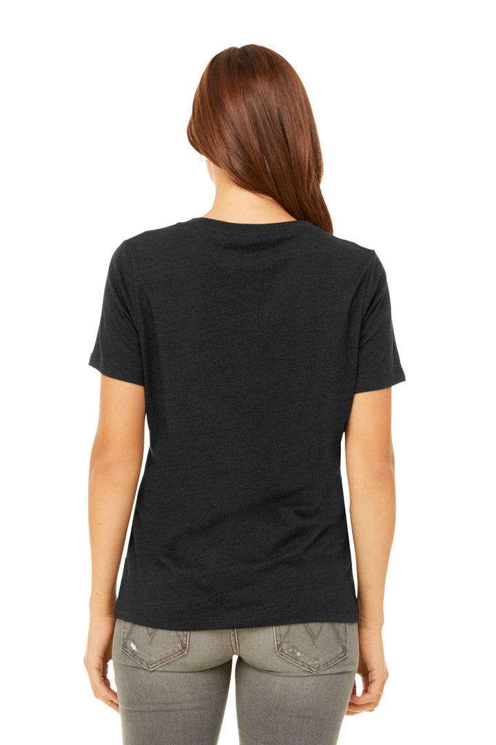 BlkHthr BELLA+CANVAS Women's Relaxed Heather CVC V-Neck Tee BC6405CVC