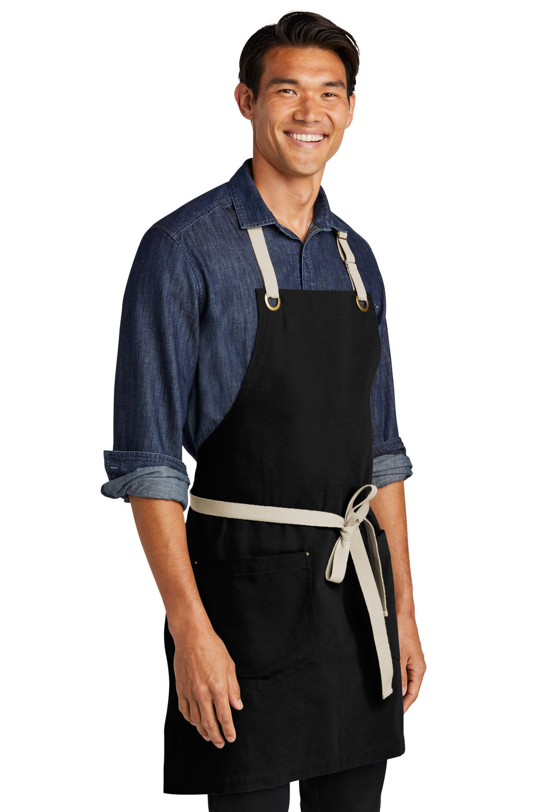 Blk/Stone Port Authority Canvas Full-Length Two-Pocket Apron A815