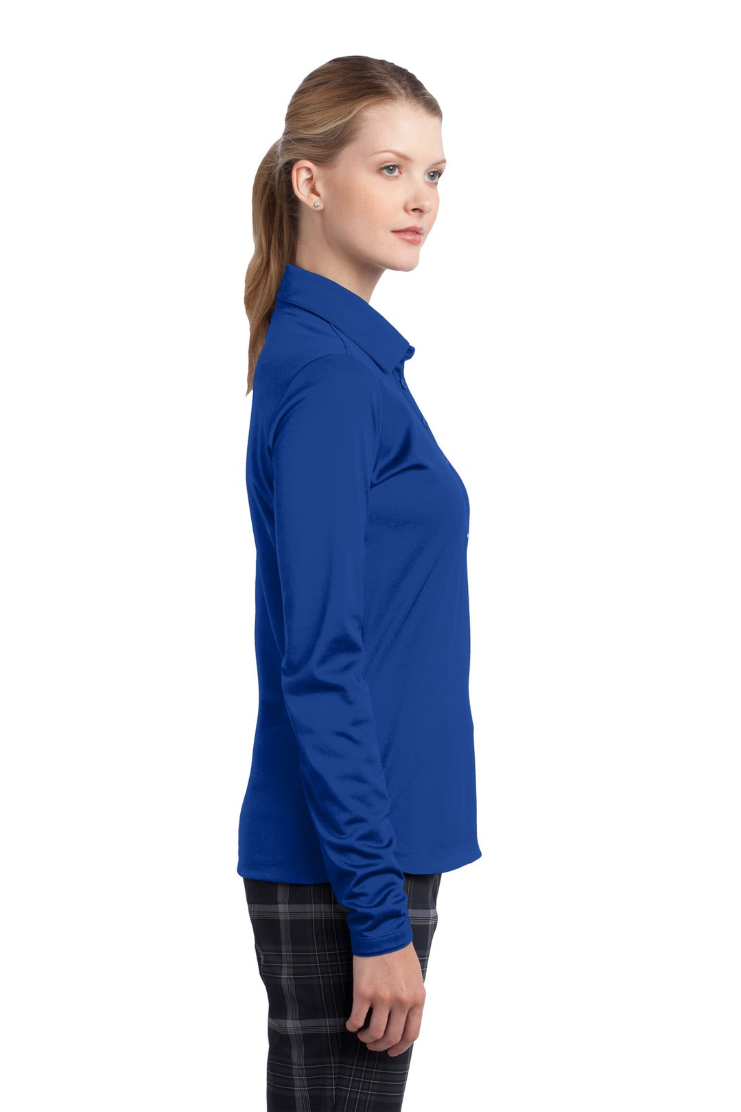 Blue Sapphire Nike Women's Long Sleeve Dri-FIT Stretch Tech Polo. 545322