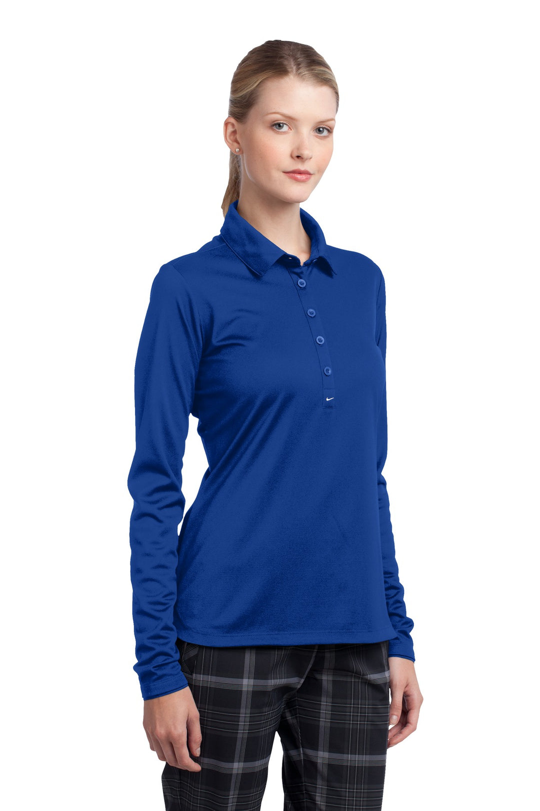 Blue Sapphire Nike Women's Long Sleeve Dri-FIT Stretch Tech Polo. 545322
