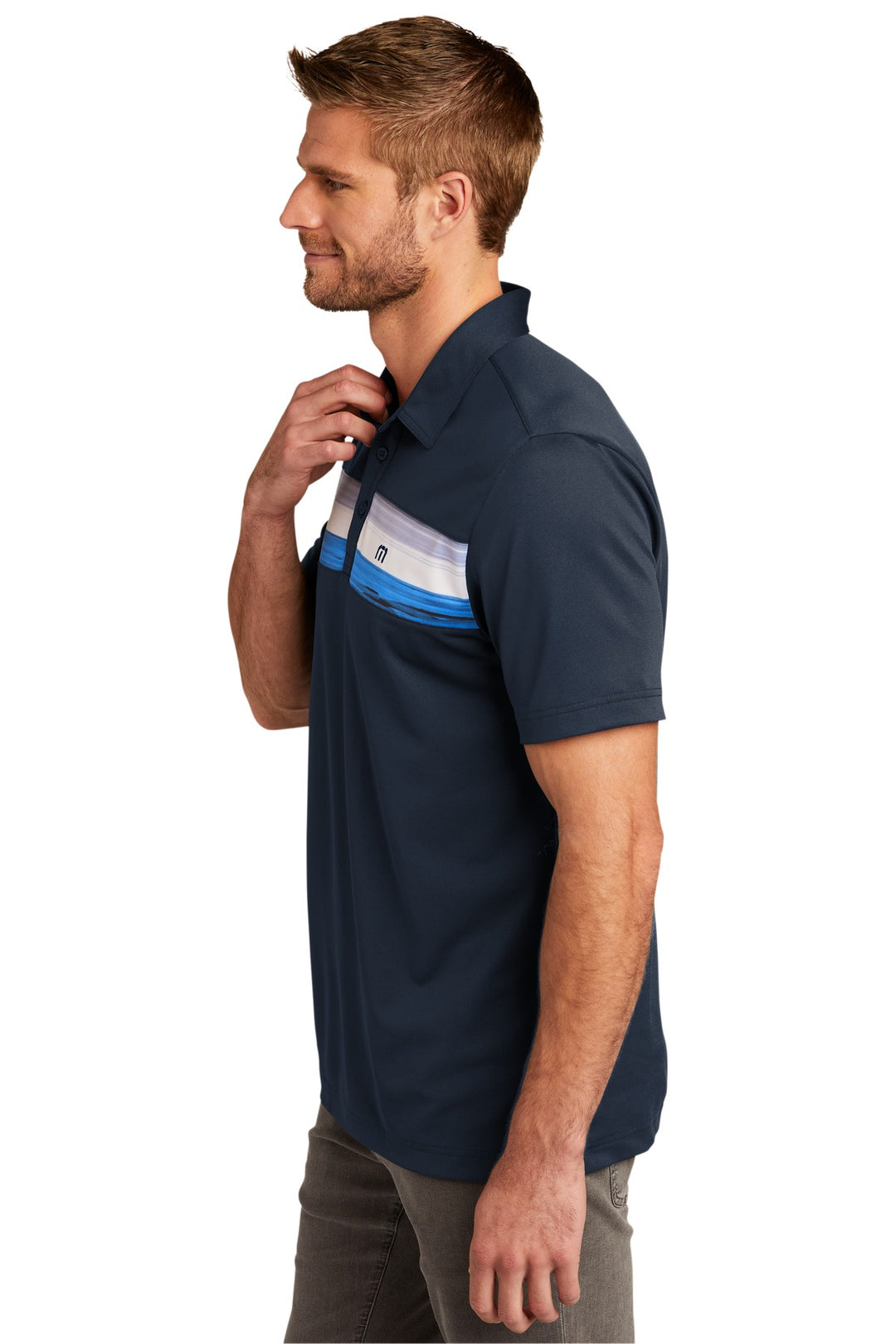 BlueNights TravisMathew Cabana Chest Stripe Polo. TM1MU416
