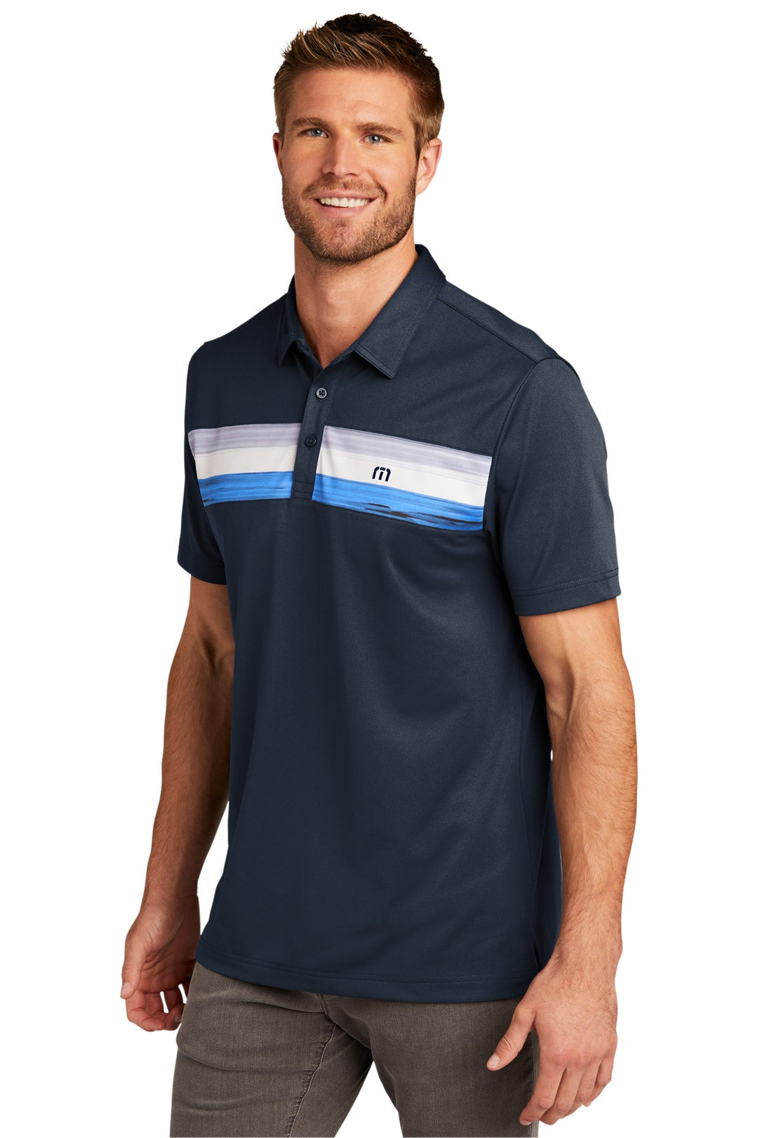 BlueNights TravisMathew Cabana Chest Stripe Polo. TM1MU416
