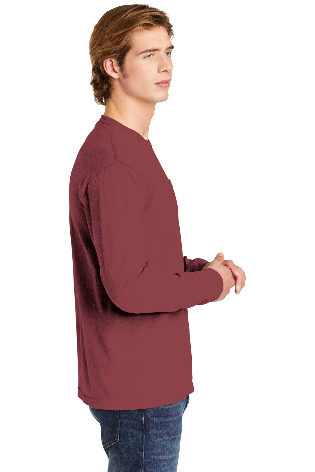 Brick COMFORT COLORS Heavyweight Ring Spun Long Sleeve Pocket Tee. 4410