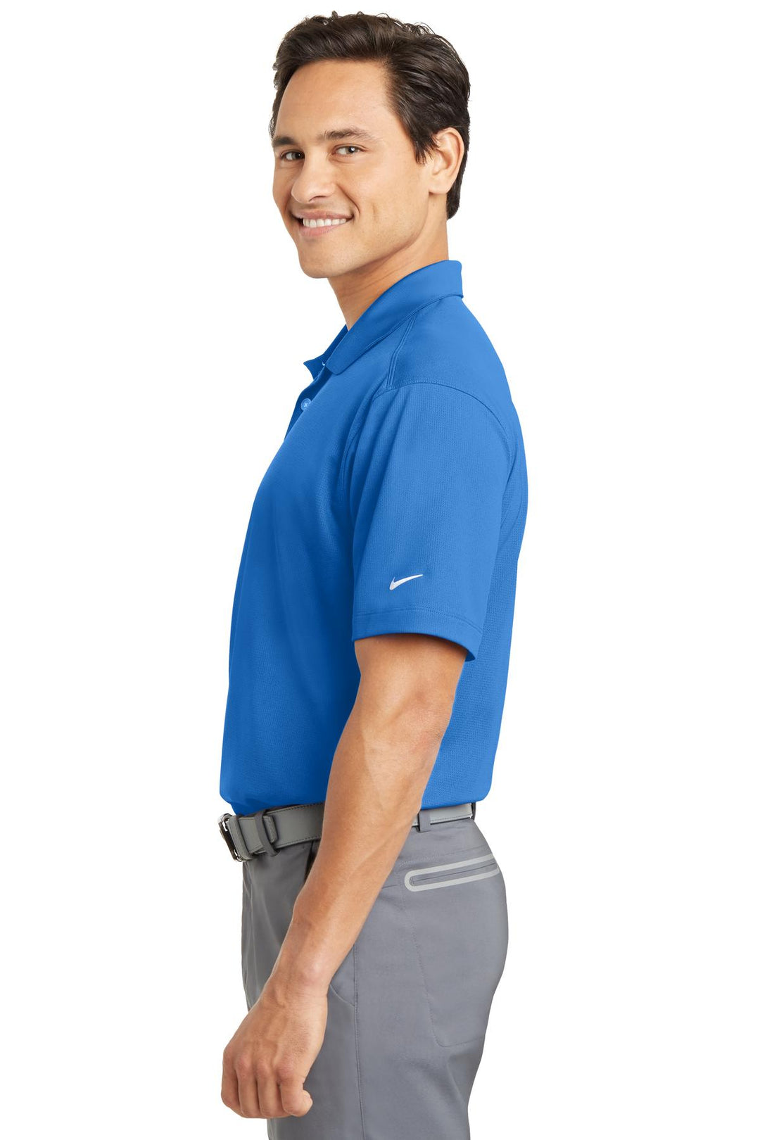Brisk Blue Nike Dri-FIT Vertical Mesh Polo. 637167