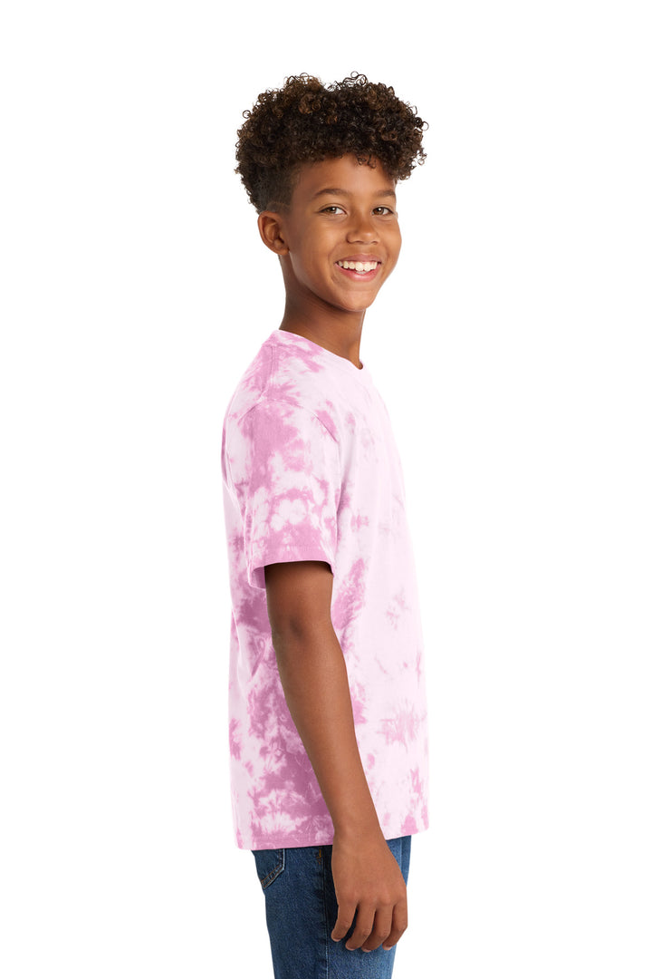 BrtPink Port & Company Youth Crystal Tie-Dye Tee PC145Y