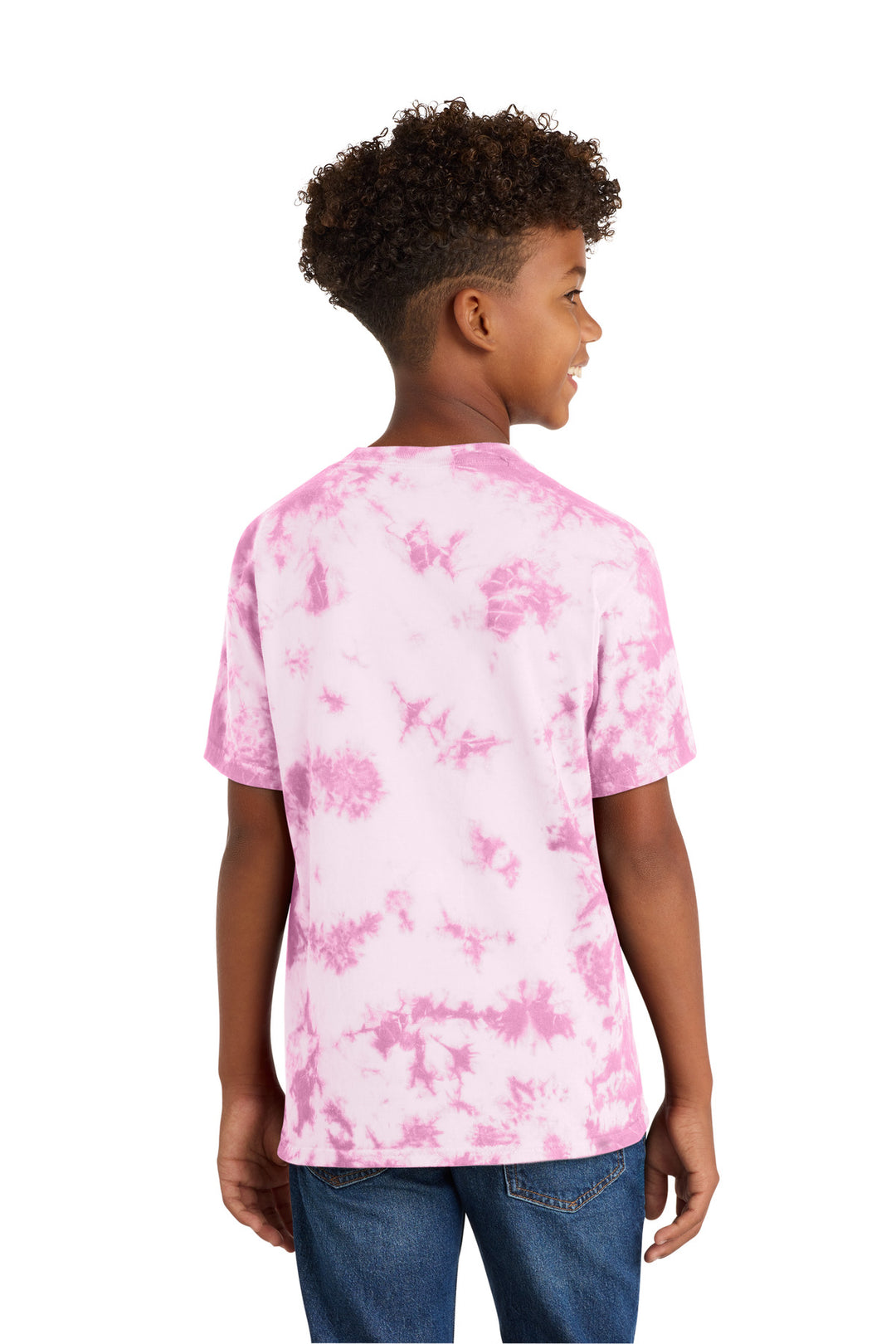 BrtPink Port & Company Youth Crystal Tie-Dye Tee PC145Y