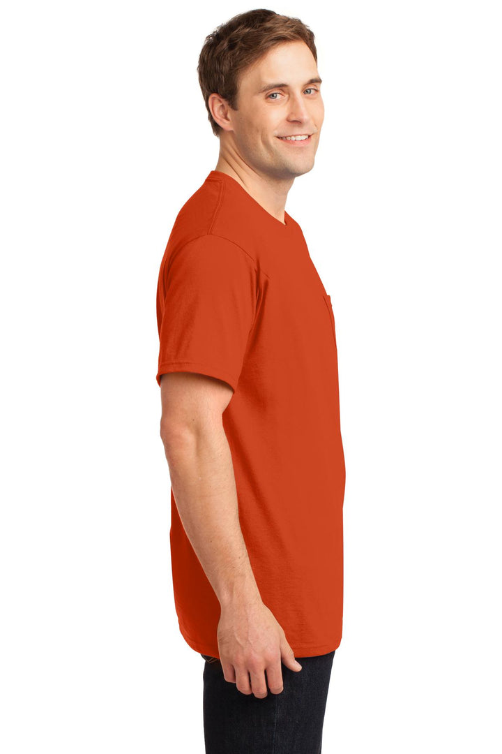Burnt Orange Jerzees - Dri-Power 50/50 Cotton/Poly Pocket T-Shirt. 29MP