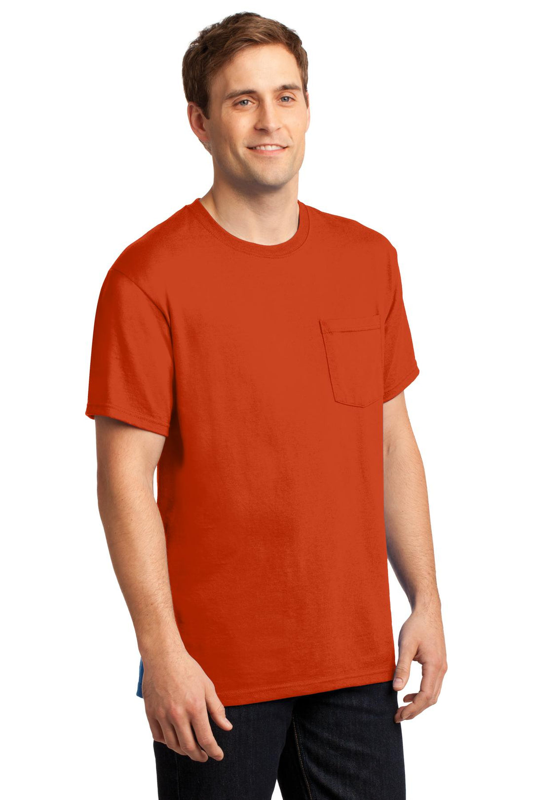 Burnt Orange Jerzees - Dri-Power 50/50 Cotton/Poly Pocket T-Shirt. 29MP