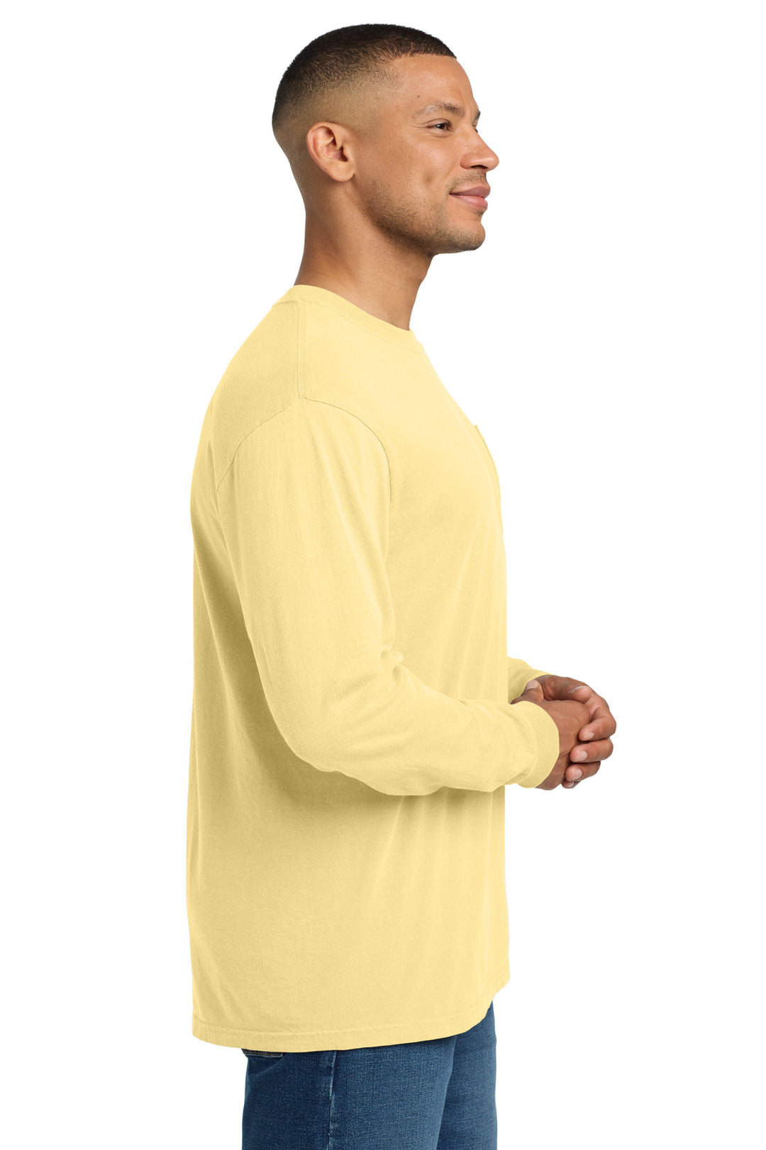 Butter COMFORT COLORS Heavyweight Ring Spun Long Sleeve Pocket Tee. 4410