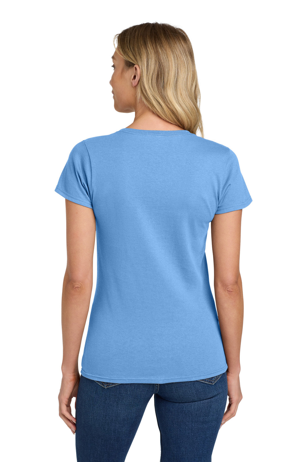 Carolina Blue Gildan Women's Heavy Cotton 100% Cotton T-Shirt. 5000L