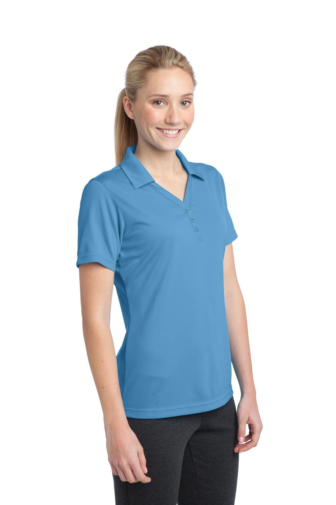 Carolina Blue Sport-Tek Women's PosiCharge Micro-Mesh Polo. LST680