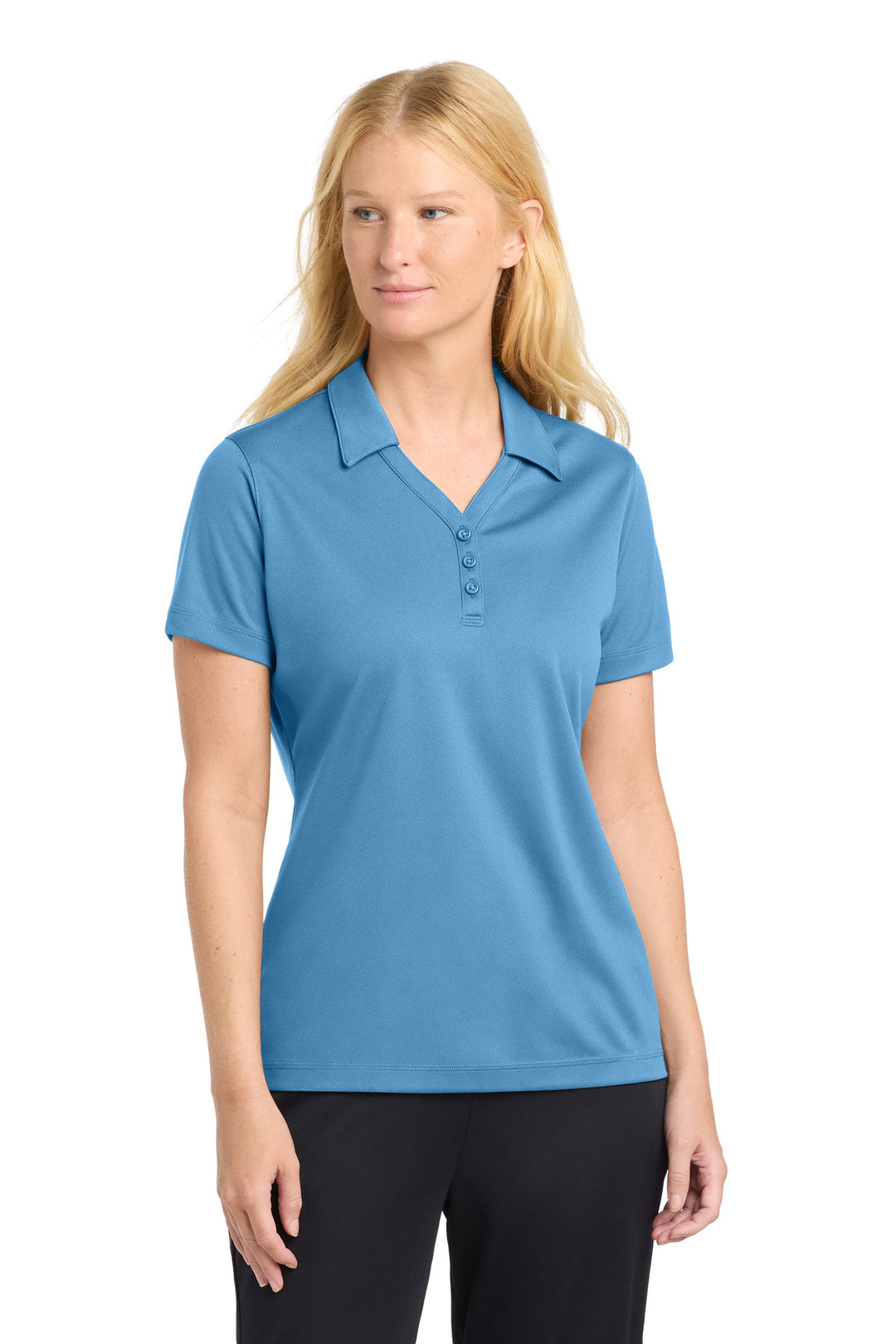 Carolina Blue Sport-Tek Women's PosiCharge Micro-Mesh Polo. LST680