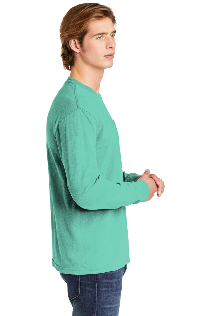 Chalky Mint COMFORT COLORS Heavyweight Ring Spun Long Sleeve Pocket Tee. 4410
