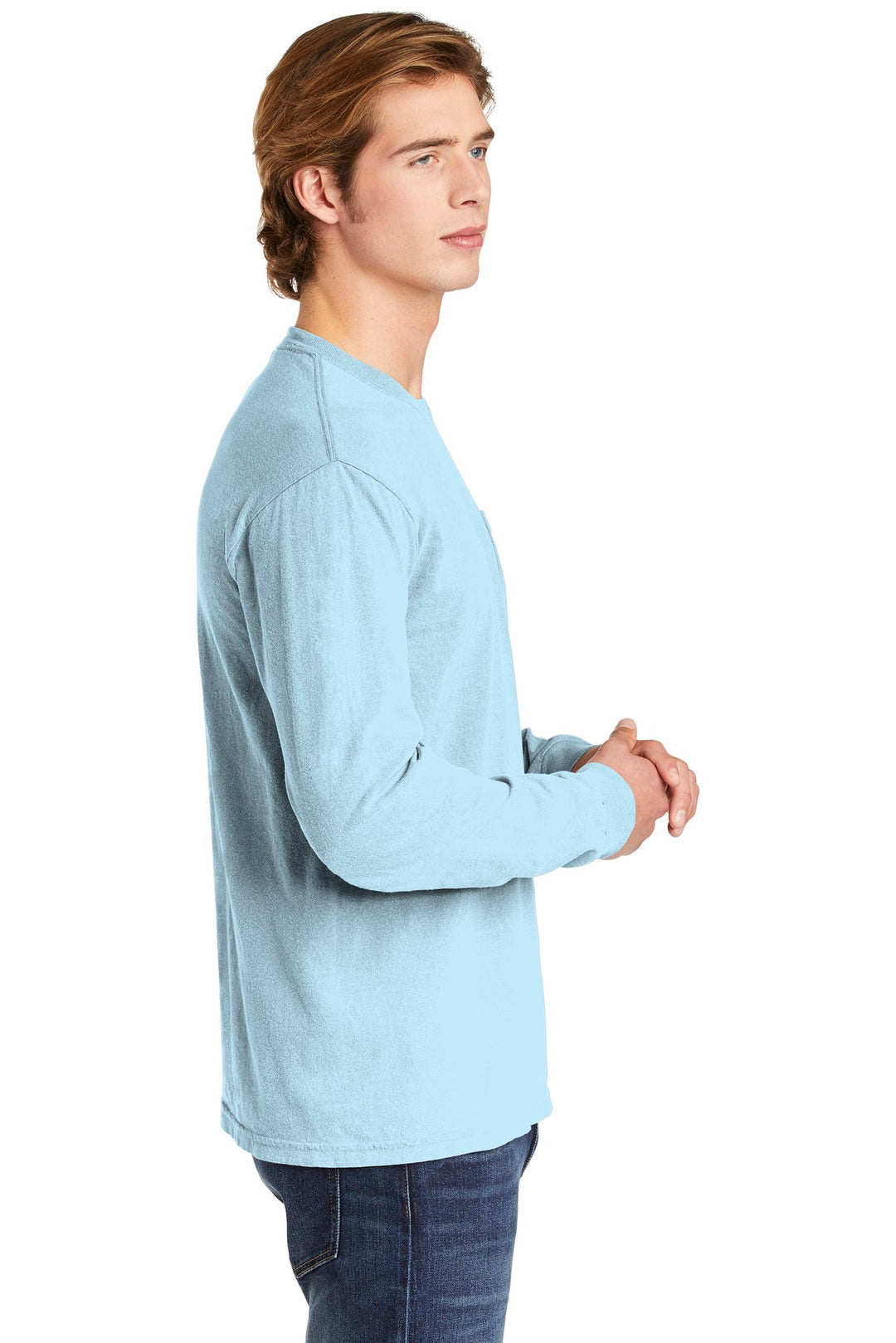 Chambray COMFORT COLORS Heavyweight Ring Spun Long Sleeve Pocket Tee. 4410