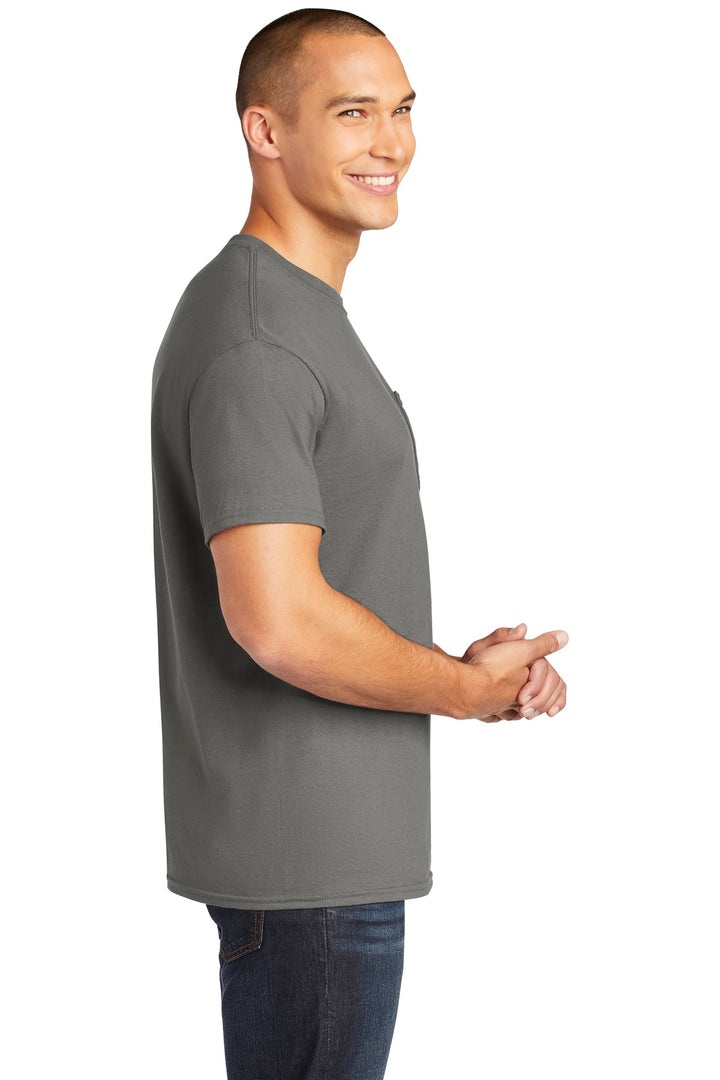 Charcoal Gildan Heavy Cotton 100% Cotton Pocket T-Shirt. 5300