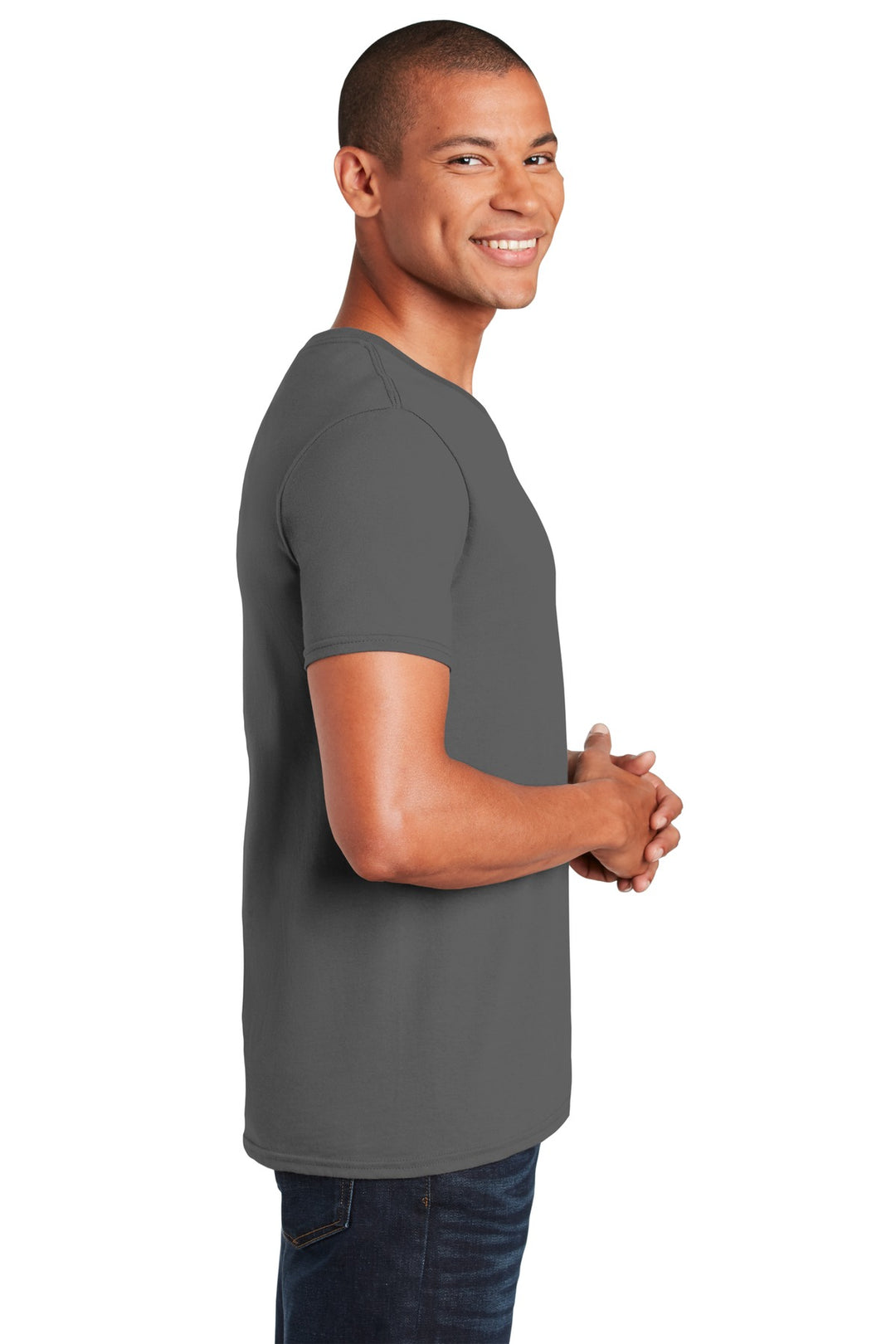 Charcoal Gildan Softstyle V-Neck T-Shirt. 64V00